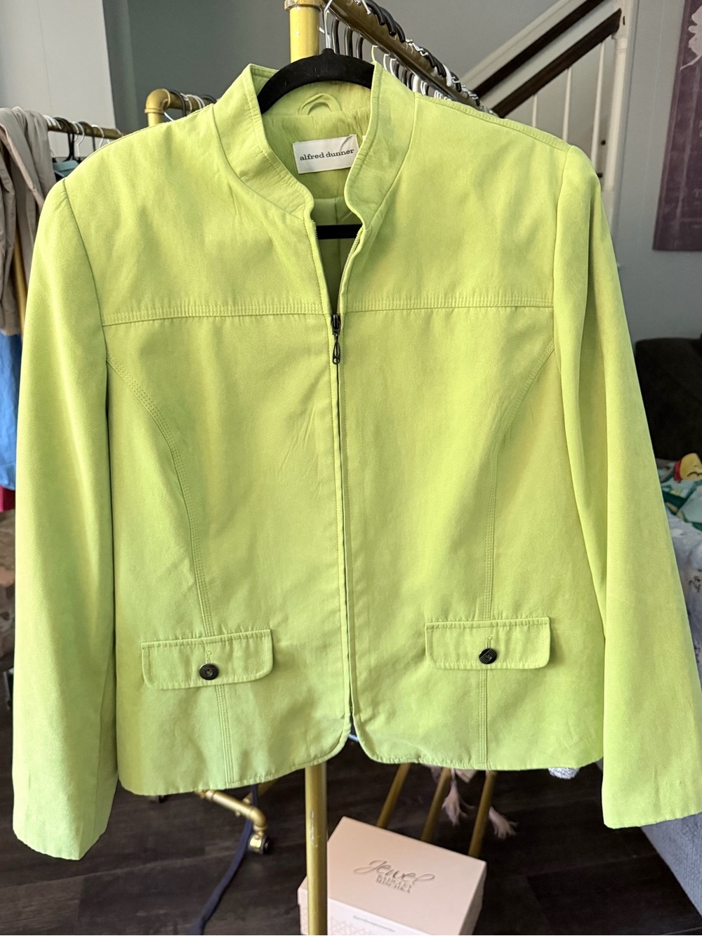 Lemongrass Lime Zip-Front Collar Jacket